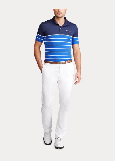 Polos Ralph Lauren Hombre Azul Rey Azules / Blancos - Custom Slim Tech Piqué - YWZNK0293